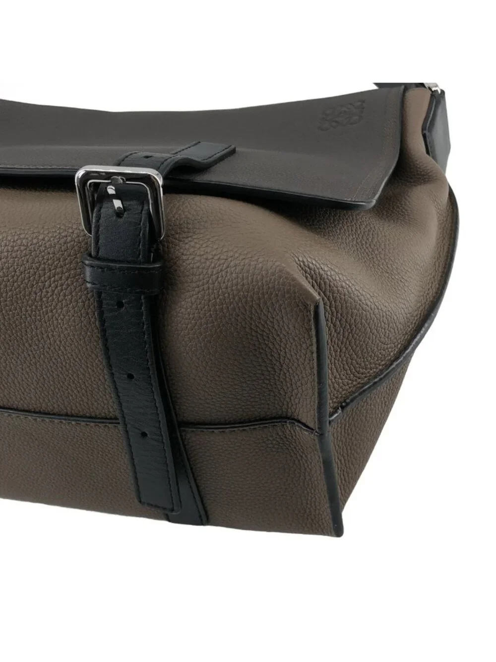 Loewe Leather Military Messenger Bag Gray Taupe